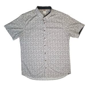 JB Hall XL Floral Print Short Sleeve Button Up Shirt Modern Casual Office Casual